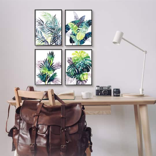 Stupell Industries Various Tropical Palm Plants Wall Art in Black Frames 4ct